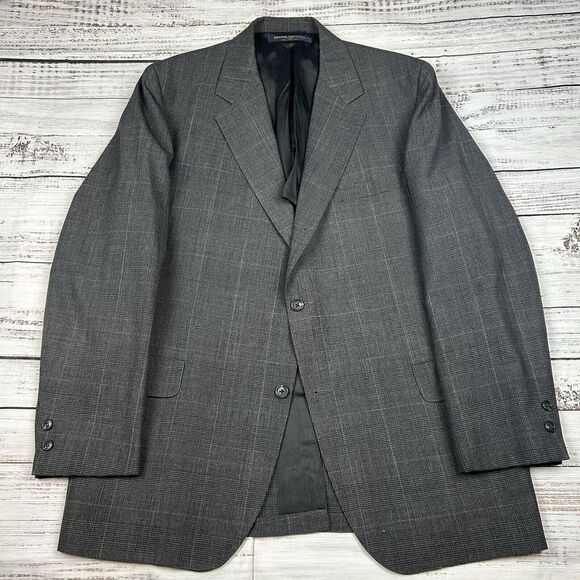 VTG Brooks Brothers 346 Wool Blazer Window Pane Plaid Mens Sport Coat Size 45 ML - Picture 1 of 11